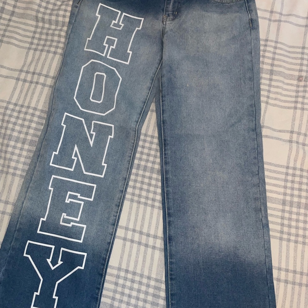 Blue Denim Jeans with 'HONEY' Print
